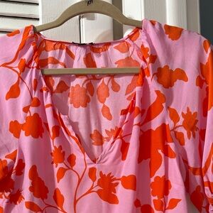 Talbots size P Pink and Orange Floral Blouse NWT